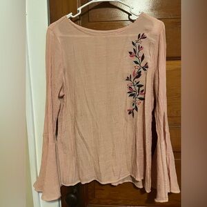 St. John’s bay large women’s pink bell sleeve long sleeve floral blouse top
